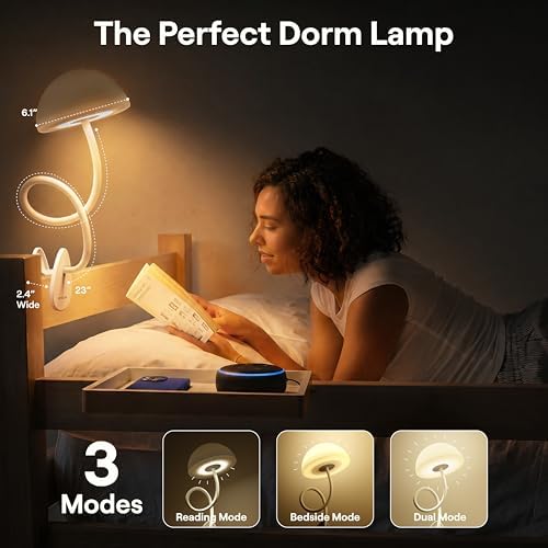 Shroommate Dorm Room Essential Clip On Bed Light for Dorm Room - White - Image 2