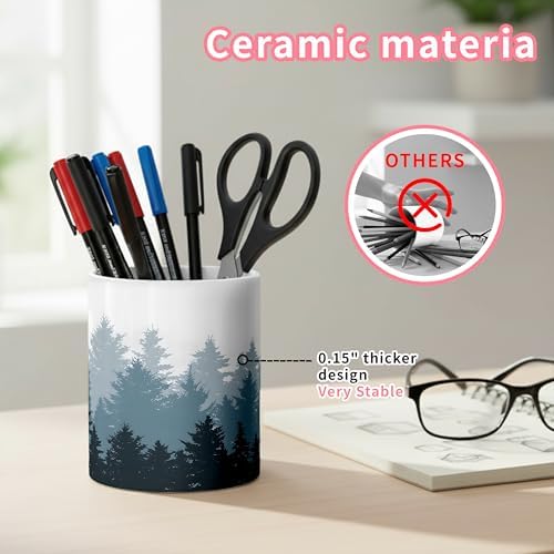 Ceramic Pen Holder Desk Accessories Brush Holder Pencil Holder Organizer - Image 3