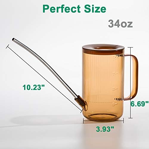Tennedriv Green Long Spout Watering Can Indoor, Small Watering Cans for House Plants, Flowers, Succulents (Brown) - Image 5