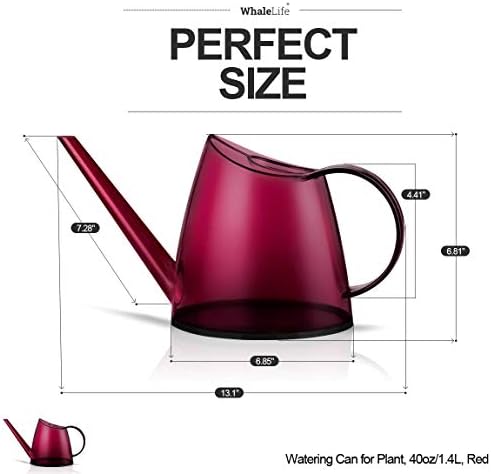Small Indoor Plant Watering Can Long Spout 1.4L Red - Image 3