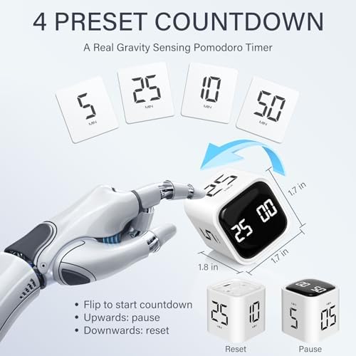 Rotating Productivity Timers 5/25/10/50, Desk Flip Timer for ADHD, 2 White - Image 2
