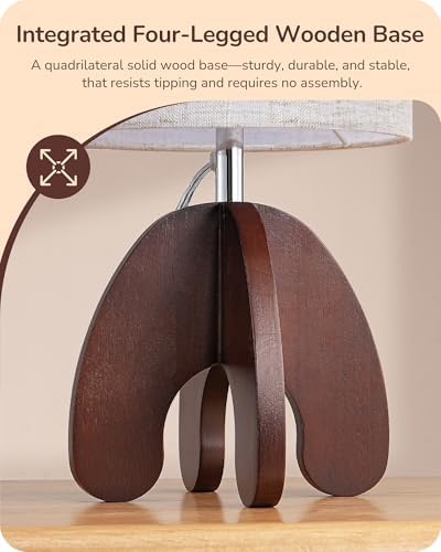EDISHINE 14.37'' Small Table Lamp, Modern Bedside Lamp, Linen Shade, E26 - Image 2