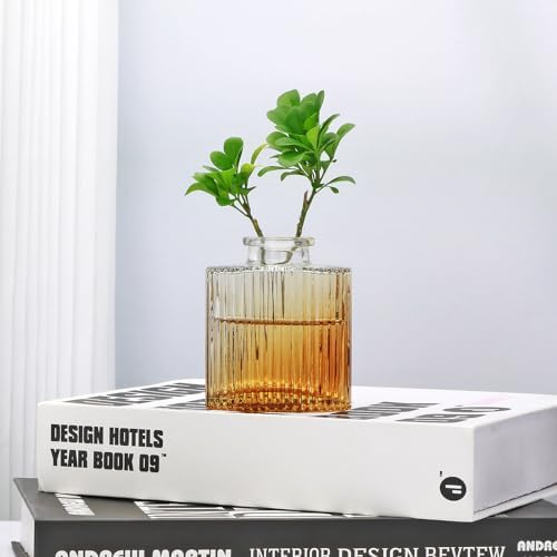 Glass Bud Vases Set of 4, Small Brown Flower Vases for Wedding Centerpieces - Image 5