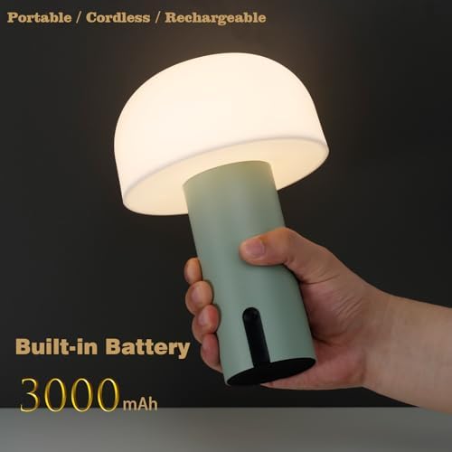 Mushroom Table Lamp, Cordless Rechargeable Touch Light, Waterproof - Image 4
