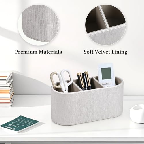 Remote Control Holder Pen Pencil Holder Desk Organizer Caddy(Linen) - Image 3