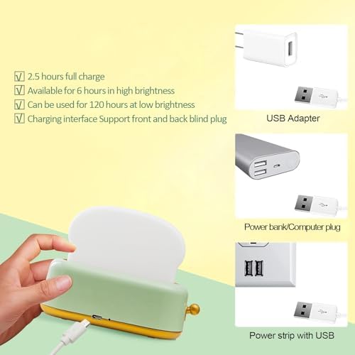 QANYI Desk Decor Toaster Lamp, Rechargeable Small Lamp with Smile Face Toast Bread Cute Toaster Shape Room Decor Night Light for Bedroom, Bedside, Living Room, Dining, Desk Decorations, Gift - Image 6