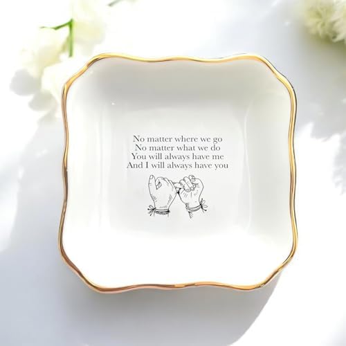 Ceramic Ring Dish, White Jewelry Dish, Trinket Tray, Wedding & Vday Gift, No Matter Where We Go Lovers Day Gifts - Image 2