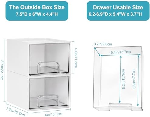 Vtopmart 4 Pack Small Stackable Storage Drawers, White - Image 3