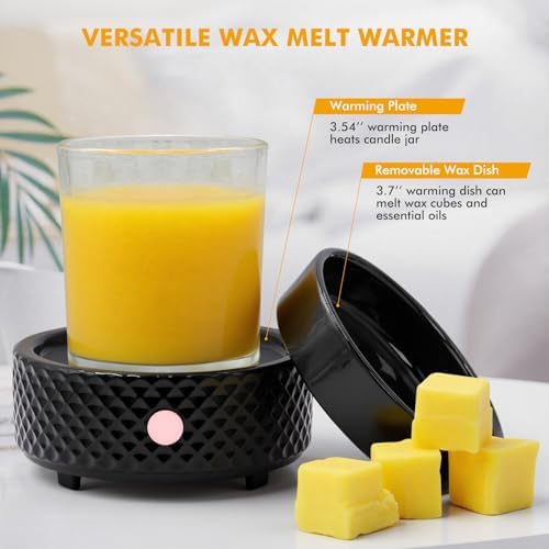 Wax Melt Warmer with Timer Ceramic 4-in-1 Candle Warmer with Auto Shut-Off for Scented Wax Melts, Candle Jars, Essential Oil, Coffee Cup Warmer Wax Burner Home Decor Fragrance Gifts for Women - Black - Image 5