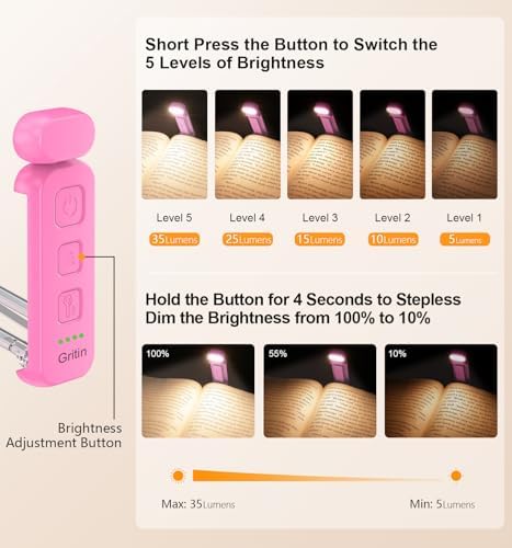 Gritin Reading Light, Rechargeable Book Light for Reading in Bed - Image 2