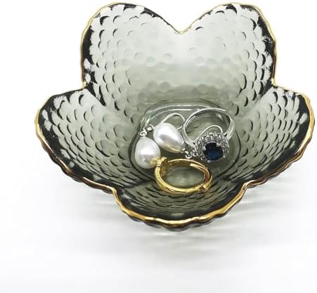 Flower Ring Dish Jewelry Tray, Glass Jewelry Dish Tray, Aesthetic Room Decor Small Trinket Dish, Nightstand Jewlery Ring Holder Dish, Bathroom Jewelry Plate Bowl for Rings Earrings Wife Gift by BESSKON