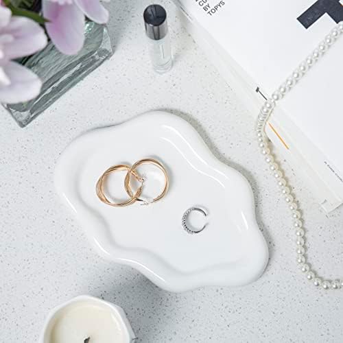 Lynagert Cloud Trinket Dish, Chubby Jewelry Tray, Ceramic Jewelry Ring Trinket Dish for Rings Earrings Necklace Organizer, Mother's Day Thanksgiving Christmas Birthday Bridesmaid Gifts (White) - Image 4