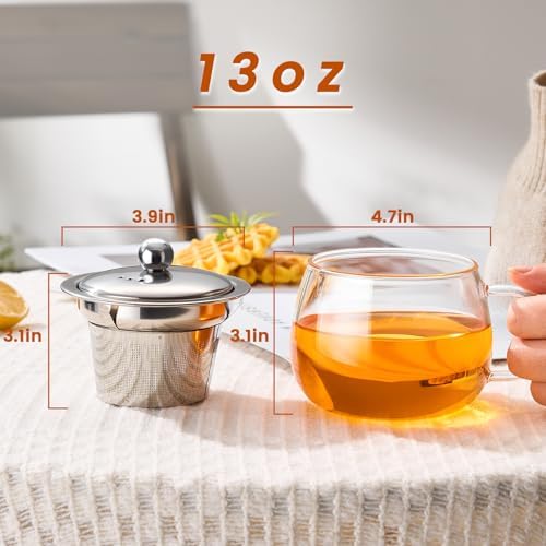 PARACITY Tea Cup with Infuser and Lid, 13 oz Glass Tea Infuser Mug - Image 2
