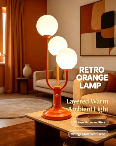 Lightdot Vintage Orange Table Lamp Dimmable Globe Lamp G9 3 Bulbs Included - Image 2