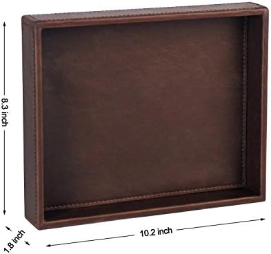 Vixdonos Leather Valet Tray Rectangular Catchall Tray Counter Organizer for Key,Jewelry,Perfume,Glasses and Watches(Brown) - Image 2