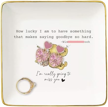 NZY Neighbors Moving Gift,Best Friends Leaving Gift,Colleague Coworker Going Away,New Job,Farewell,Promotion,Retirement Present-Ceramic Jewelry Tray Trinket Holder Ring Dish by NZY