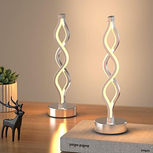 NUÜR Silver Table Lamps Set of 2, 15.8 Inch LED Bedside Lamps by NU%C3%9CRLightning