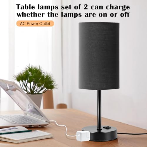 ZJOJO Black Table Lamp Set of 2, 13.8" Small Lamp for Bedroom Nightstand - Image 6