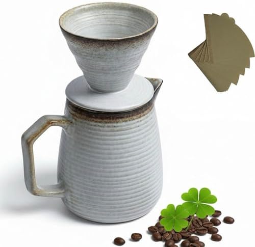 pour over coffee maker - Ceramic Dripper Pot, Heat-Resistant & Easy Clean by Qiufnaguo