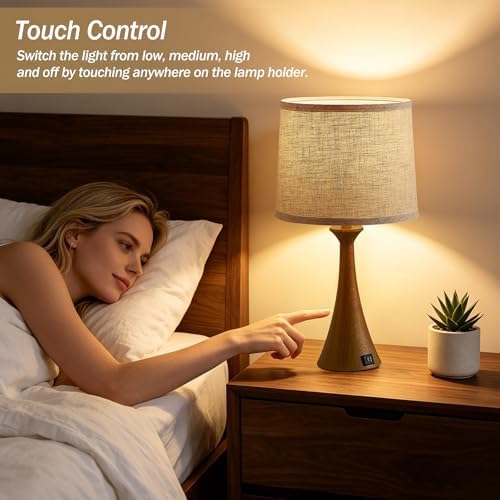 Touch Table Lamps Set of 2, 21" Bedside Lamps with USB C+A - Image 3