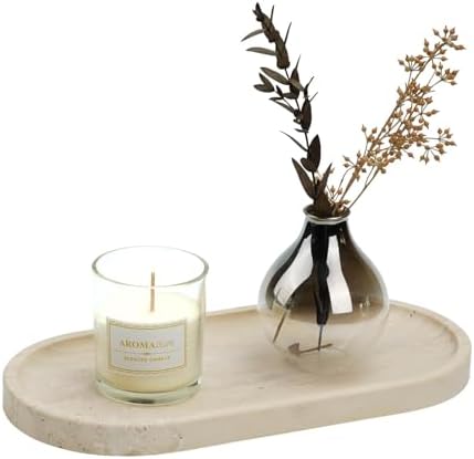 Koville Italian Travertine Tray, 12"x6" Vanity Decorative Marble Tray for Countertop, Catchall Tray for Perfume, Candles, Jewelry Dish Tray by Koville