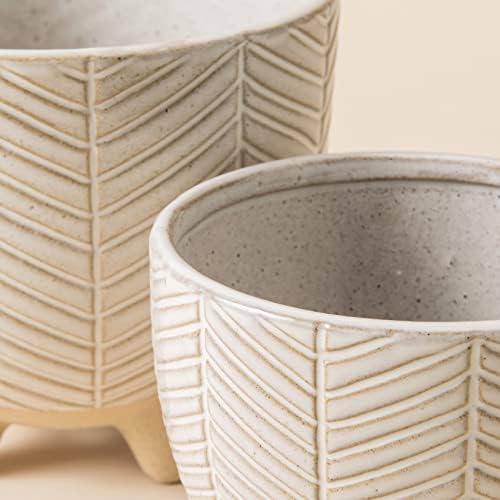 LA JOLIE MUSE Ceramic Plant Pots, Flower Pots for Indoor Plants, Set of 2 - Image 4