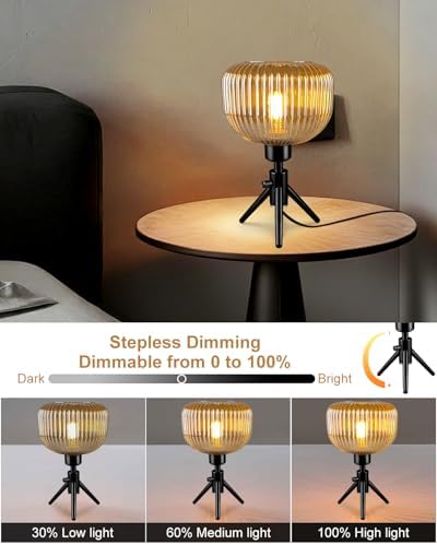 Lightdot Tripod Glass Table Lamp Black Small Desk Lamp - Image 3