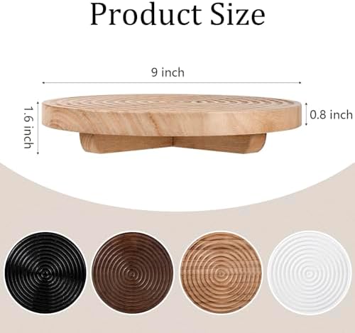 Round Decorative Tray Farmhouse Bathroom Decor Wood Riser, 9" Burlywood - Image 5