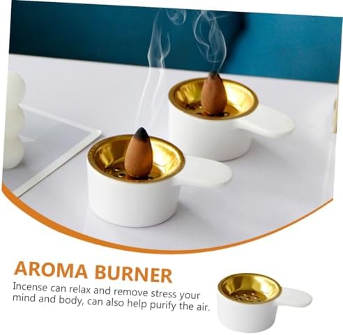 2pcs Ceramic Incense Burner Handheld Desktop Censer Ornament Modern Minimalist Incense Holder for Meditation Yoga Bedroom Study Decor - Image 6
