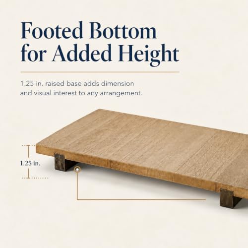 Natural Wood Riser Tray 15"x8", Footed Decorative Display - Image 2