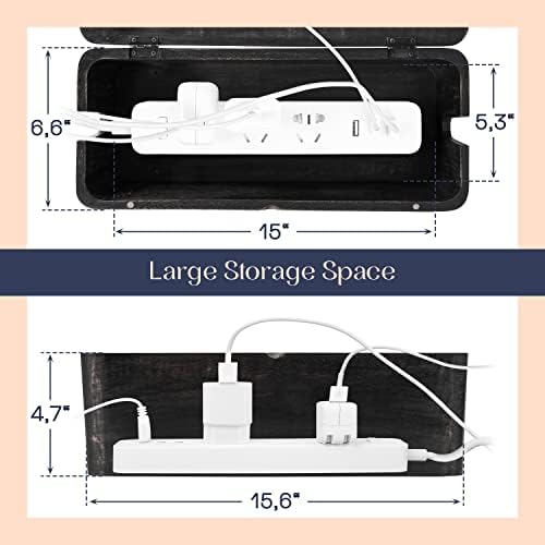 Large Cable Management Box, Wood Wire Organizer & Power Strip Cord Hider - Image 4
