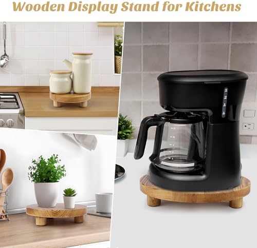 Wooden Plant Stands,Wood Risers Indoor Outdoor for Decor,Wooden Stool Display Stand for Home Table Bathroom Kitchen,Round Brown,3PCS - Image 4