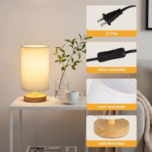 Fenmzee 8.5" Small Table Lamp for Bedroom - Inline Switch Bedside Lamp - Image 2
