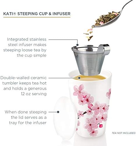 Tea Forte Double-Walled Ceramic Kati Cup, Hanami, 12 oz - Image 2