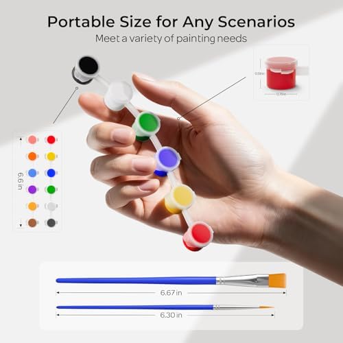 Nicpro 20 Pack Mini Acrylic Paint Set,12 Colors Acrylic Paints Strips - Image 6