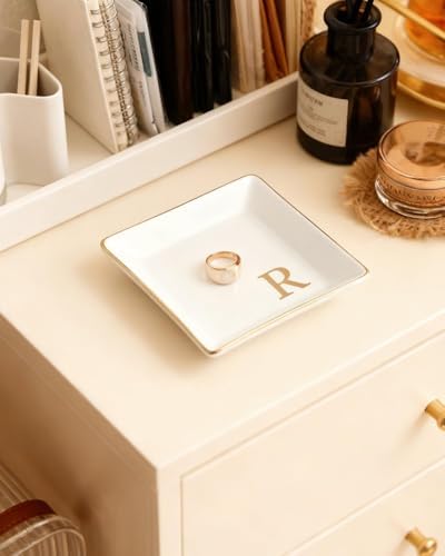 Fmeida Personalized Jewelry Dish Tray with Initial, Gifts for Women Bride - Image 6