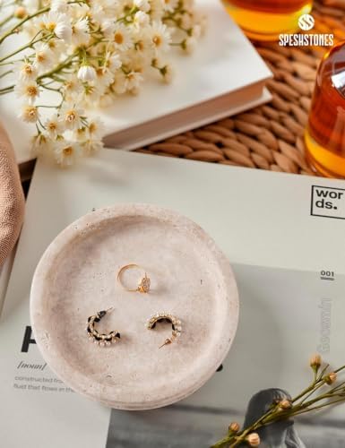 Marble Jewelry Dish, 5" Handmade Travertine Ring Tray - Image 2