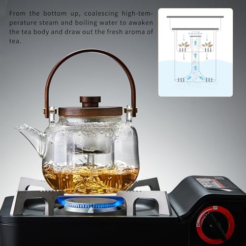 Glass Teapot with Infuser 1100ml/37.2 fl oz, Heat Borosilicate Glass Tea Pot with Infuser for Loose Leaf Tea, Stovetop Safe - Image 2