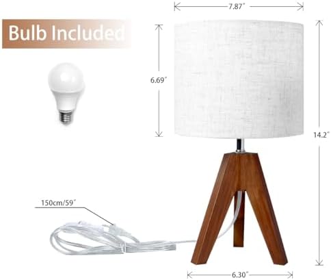 Tripod Table Lamp, Small Bedside Night Stand Lamp with 3 Colors, Decorative Lamp for Bedroom, Nursery, Living Room (Bulb Included) (Espresso Wood) - Image 6