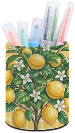 PU Leather Round Pencil Holder Lemon Pen Holder by Unknown