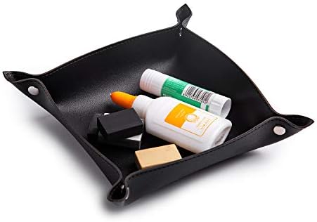 Leather Jewelry Valet Tray for Women and Man (Black-B) - Image 4