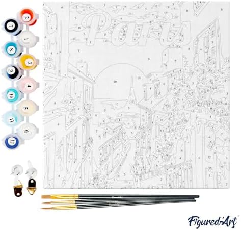Figured'Art Mini Paint by Numbers Kit for Adults with Frame Travel Poster Paris Small Format 8"x8" - Craft Art Painting DIY Canvas Already Stretched on a Wooden Frame - Image 4