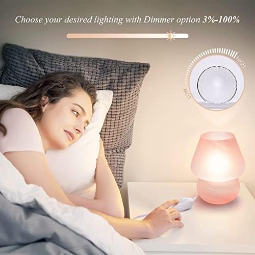 ONEWISH Mushroom Lamp Cute Table Lamp for Bedroom Nightstand Soft Light Pink, Small Glass Nightlight Stepless Dimmable Desk Lamp for Dining, Living, Nursery, Vanity, Home Decor Lamp for Girls Women - Image 2