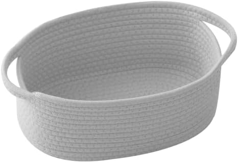 Grey Woven Rope Basket - Baby Gift Basket with Bag & Ribbon by HZFTJOY