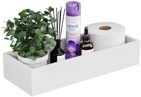 ZHWS Toilet Paper Basket, Bathroom Basket, Toilet Tank Tray for Storage Toiletries, Back of Toilet Organizer, Bathroom Vanity Tray for Makeup, Decorative Tray, Toilet Tank Basket 15" x 6" x 3 White by ZHWS
