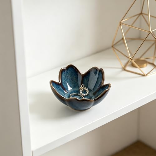 Floral Ceramic Jewelry Tray, 3.5" Ring Holder Trinket Bowl - Image 5