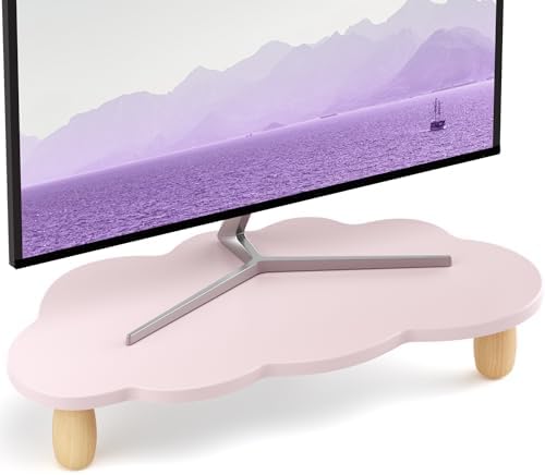 AFOOYO Monitor Stand Riser,Cloud Shape Wood Computer Monitor Stand, 16.5IN Monitor Stand Riser, Multi-Purpose Desktop Organizer Riser for Computer,Laptop,Printer,TV,Purple by AFOOYO