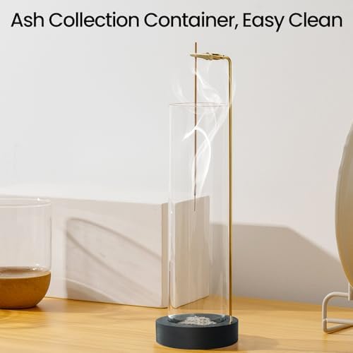 Incense Holder for Sticks, Anti-Ash Flying Incense Burner with 30 Incense Sticks, Detachable Glass Ash Catcher (Black, 2Pcs - Image 6