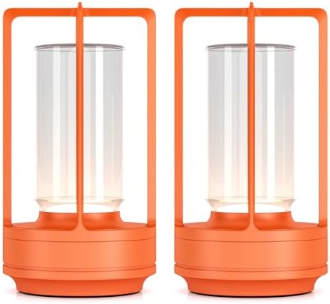 Rechargeable Cordless Small Metal Table Lamp, Stepless Dimming, 3-Color by HAPYGILightings