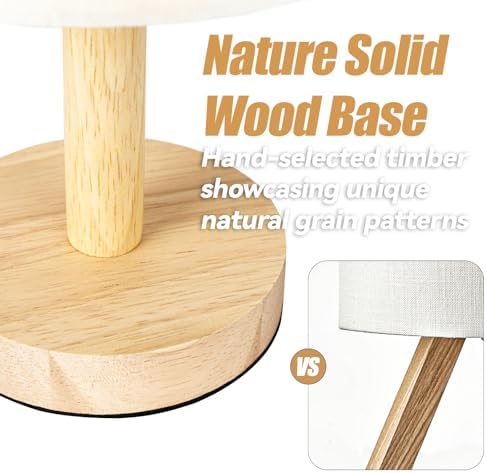 LALISU Small Table Lamp，Nightstand Lamp Wood Base Bedside Lamp Plug in - Image 6